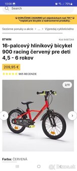 Detsky bicykel s pomocnými kolieskami, velkost 16 - 9