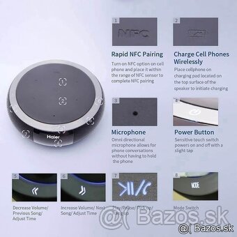 NFC  Bluetooth reproduktor+power bank-Bezdrôtová nabíjačka - 9