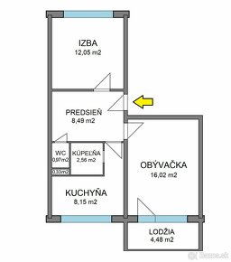 2-izb. byt, 50 m2, lodžia (7.p), Košice Furča Bašťovanského - 9