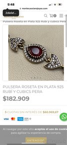 ANILLO ROSETA PLATA 925 RUBÍ CUBICS - 9