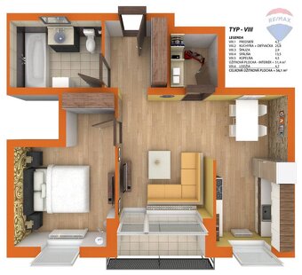 NA PREDAJ: 2 izbový byt, 56m2, novostavba, balkón, Dunajská  - 9