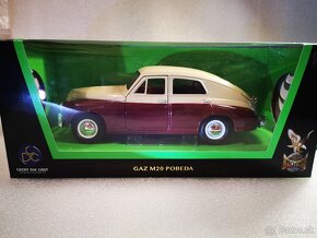 Predám nový kovový model auta veterána Gaz M20 Pobeda 1:24, - 9