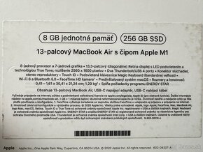 AKO NOVÝ  Macbook Air 13.3"/M1 zdravie batérie 100% - 9