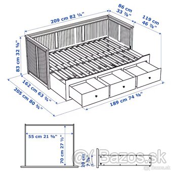 Ikea Hemnes postel s úložným dielom na matrac - 9