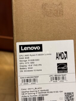 Lenovo ideapad Gaming 3 Ryzen 5, Gtx1650, 512 ssd - Ako nový - 9