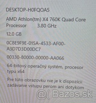 Predám herný počítač Athlon X4 760K/gtx 960 4gb/12gb RAM - 9