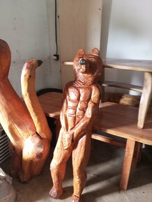 Drevená socha mačka a medveď - 9