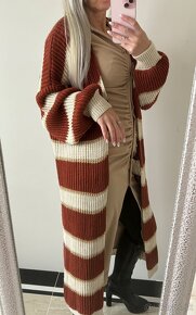 Dámsky pletený Maxi Cardigan Earth - 9