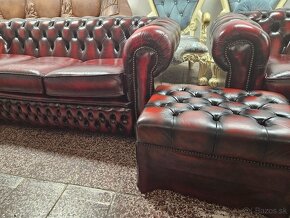 Chesterfield štýl,kožená dvojfarebná sedačka,nerozťahovacia - 9