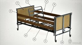 Elektrická polohovacia  drevená zdravotná posteľ s matracom - 9