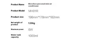 Prenosný mini ochladzovač a zvlhčovač vzduchu - 9