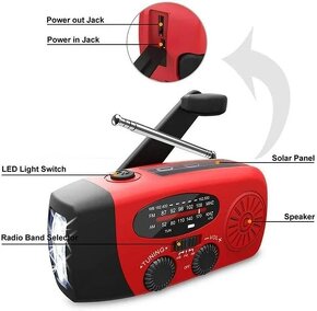 Prenosné solárne rádio/AM/FM/NOAA, 2000 mAh/LED - 9