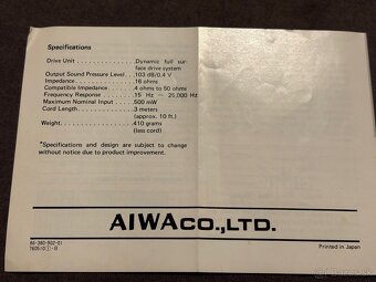 Aiwa HP-500 stereo Headphones Vintage 1979 - 9