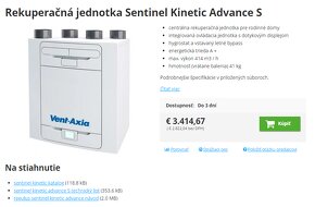 Rekuperacia Sentinel Kinetic Advance S, Rekuperacna jednotka - 9