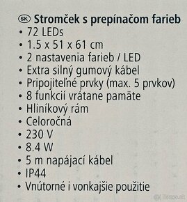 LED hliníkový stromček, 61x51cm, 72 LED studená/teplá biela - 9