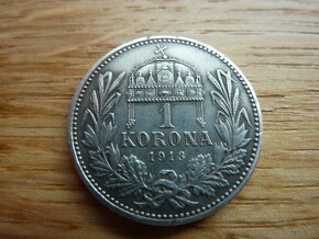 R-U Veľmi vzácna 1 koruna 1913 KB v krásnom zbierkovom stave - 9