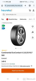 4ks ZÁNOVNÉ 215/55 R17 98V XL CONTINENTAL, DOT2024 - 9