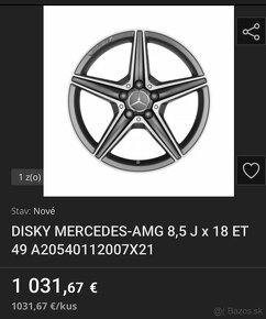 Predám originál Mercedes kolesa AMG - 9