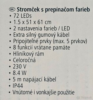 LED hliníkový stromček, 61x51cm, 72 LED studená/teplá biela - 9