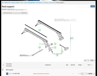 OEM Stresne nosice BMW E36 Coupe - 9