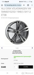 NOVÉ komplety 5x112 19" original VOLKSWAGEN TOUAREG - 9