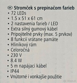 LED hliníkový stromček, 61x51cm, 72 LED studená/teplá biela - 9