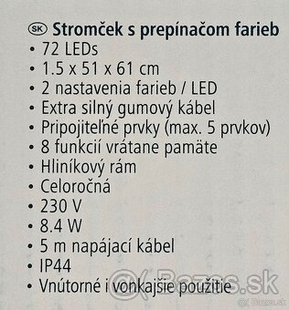 LED hliníkový stromček, 61x51cm, 72 LED studená/teplá biela - 9