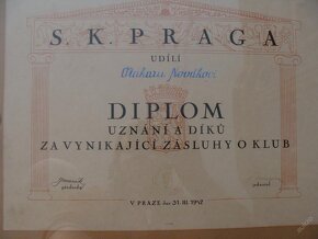 vojnová Š.K. PRAGA - 3x LEGITIMÁCIA + DIPLOM - Protektorát - 9