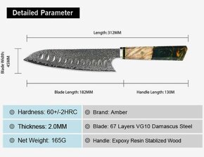 Kuchynský nôž z damaskovej ocele - 9