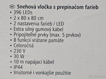 LED vločka, 80x80cm, 396 LED studená/teplá biela - 9