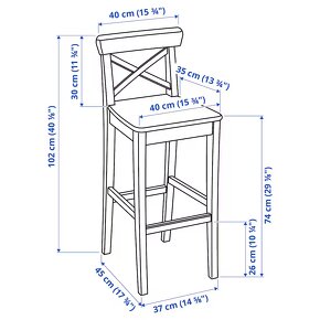 INGOLF Barové stoličky , farba biela, 74 cm, 2ks - 9