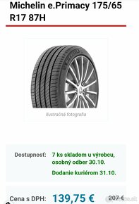 MICHELIN e.PRIMACY 175 65 17/87H/ NOVE - 9