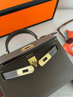 Hermes kelly mini hnedá - khaki - 9