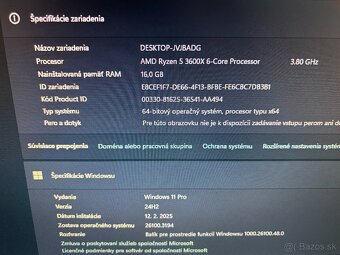 PREDÁM HERNÝ PC - R5 3600X, RTX 2070 SUPER 8GB,16GB DDR4,SSD - 9