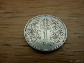 R-U Veľmi vzácna 1 koruna 1906 bz vo veľmi peknom stave - 9