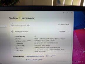 Predám herný notebook HP pavilion 15 - dk0xxx - 9