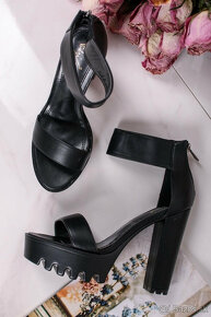 Čierne vysoké topánsky sandále sandálky na platforme - 9