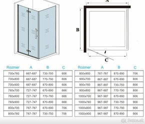 Sprchovy kut 80 x 90 x 195 cm,Easy clean - 9