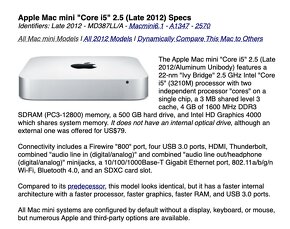 Mac mini, A1347, 2,5 GHz i5 GHz, 16 GB RAM, 128 GB SSD - 9