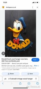 Káčer Donald starý drevený vesiak Disney - 9